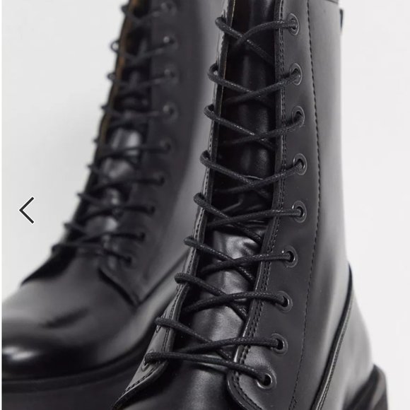 & Other Stories leather lace up chunky flat boots in black - Picture 2 of 13